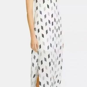 THEORY Double Strap Slip Dress BRUSH PRINT GREY MULTI size 12